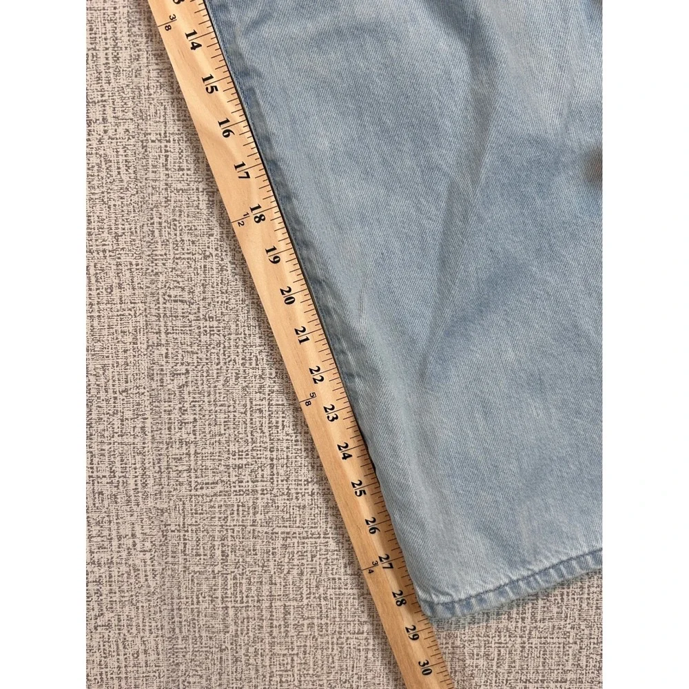 Uniqlo Pleated Wide Leg Jean Light Wash Blue Cotton Lyocell XL 32-33 Summer Jean